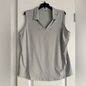Lady Hagen Light Gray V Neck Sleeveless Blouse